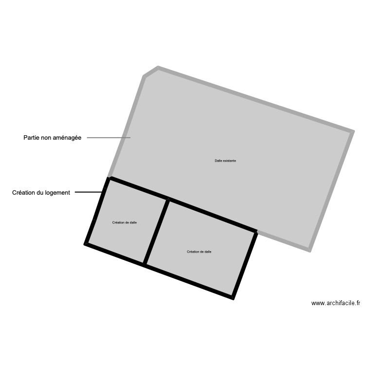 plancher. Plan de 2 pièces et 234 m2