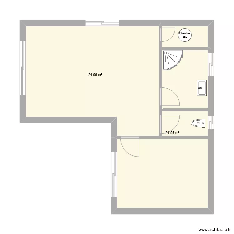 Modif. Plan de 2 Pièces et 47 m² Modif. Plan de 2 Pièces et 47 m²