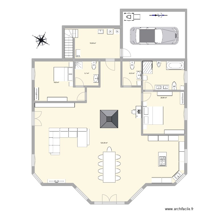 020. Plan de 6 pièces et 197 m2