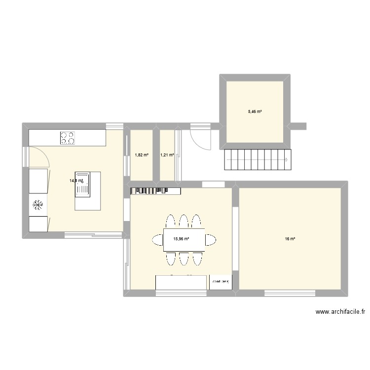 A02. Plan de 6 pièces et 55 m2