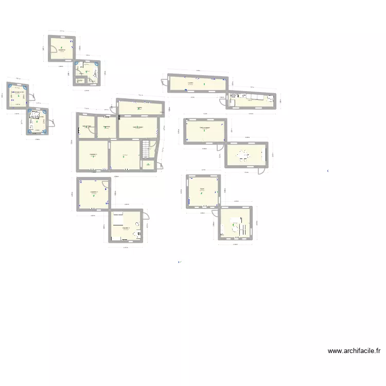 J&eacute;j&eacute; Monceau. Plan de 21 pièces et 191 m²