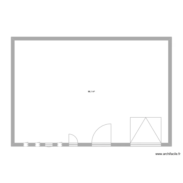 facade EST. Plan de 1  et 96 m²