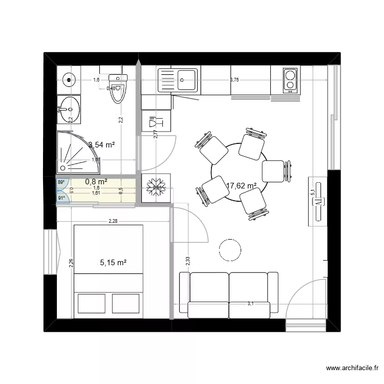 GRUISSAN V2.1. Plan de 4  et 27 m²