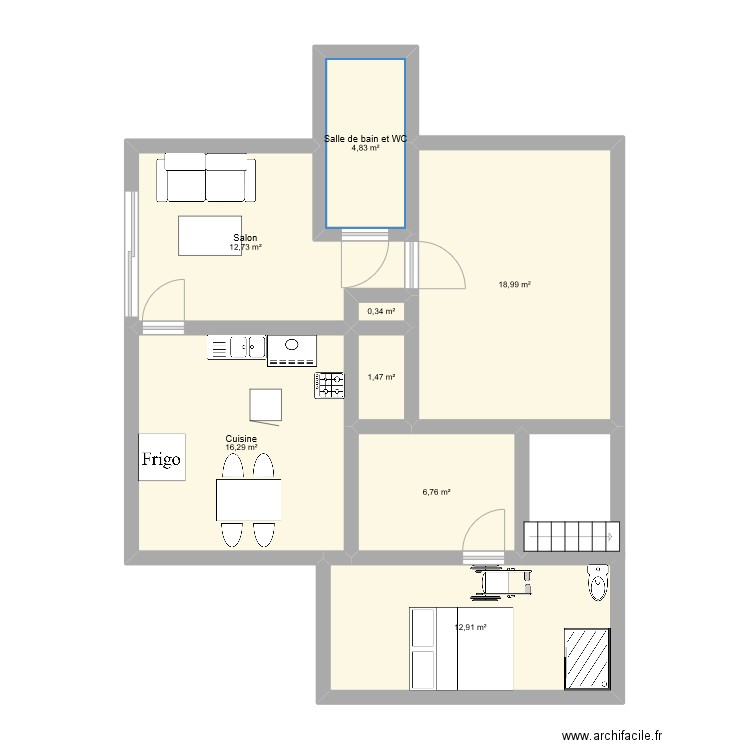 familiatorp2. Plan de 8 pièces et 74 m2