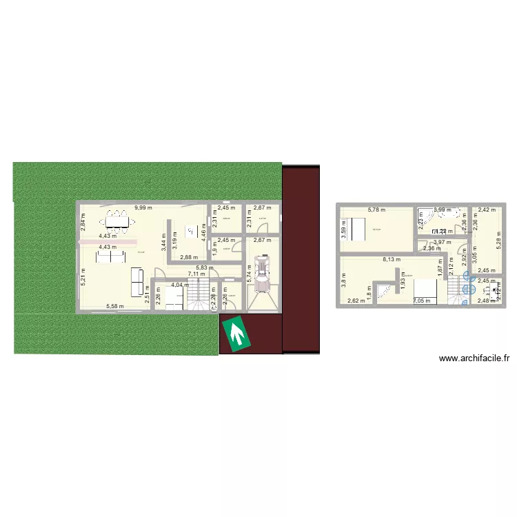 Maison. Plan de 12  et 207 m²