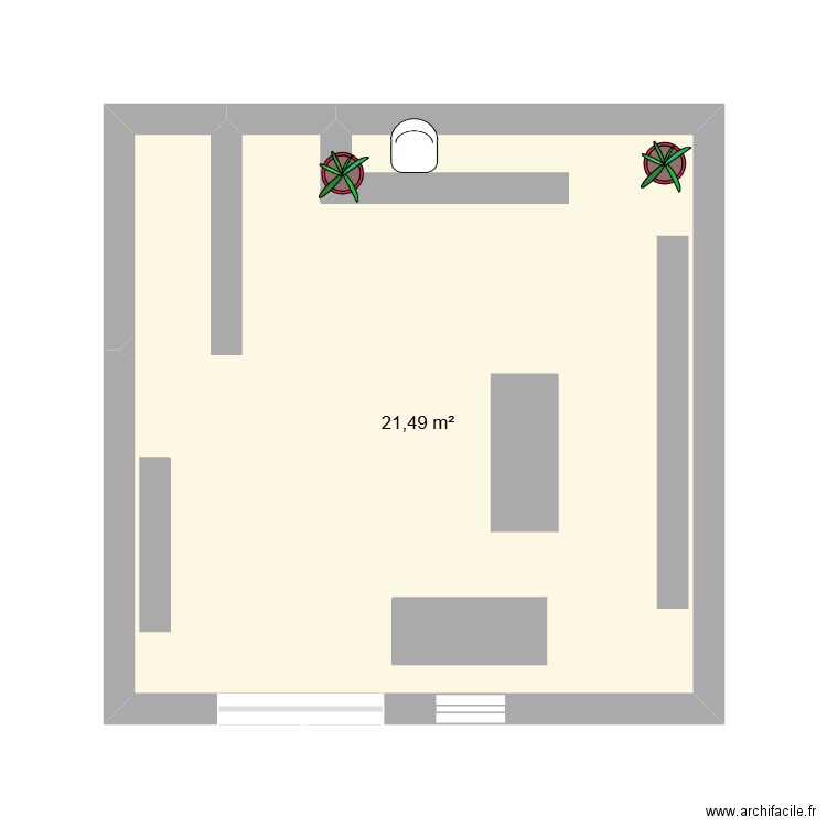 TRAVAIL. Plan de 1 pièce et 21 m2
