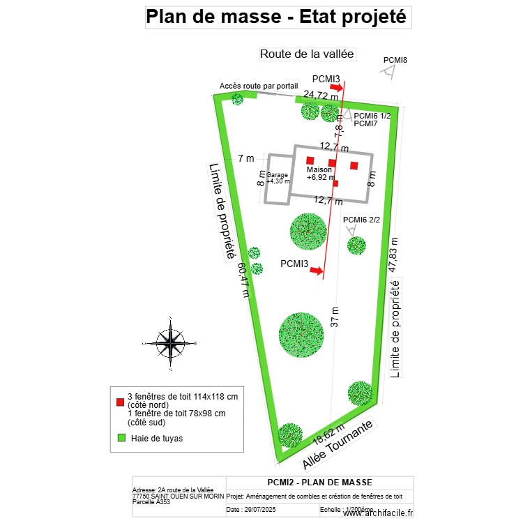 plan de masse. Plan de 1 pièce et 27 m2