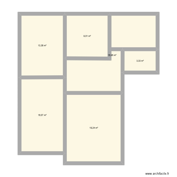 Appartement 68. Plan de 6 pièces et 78 m2