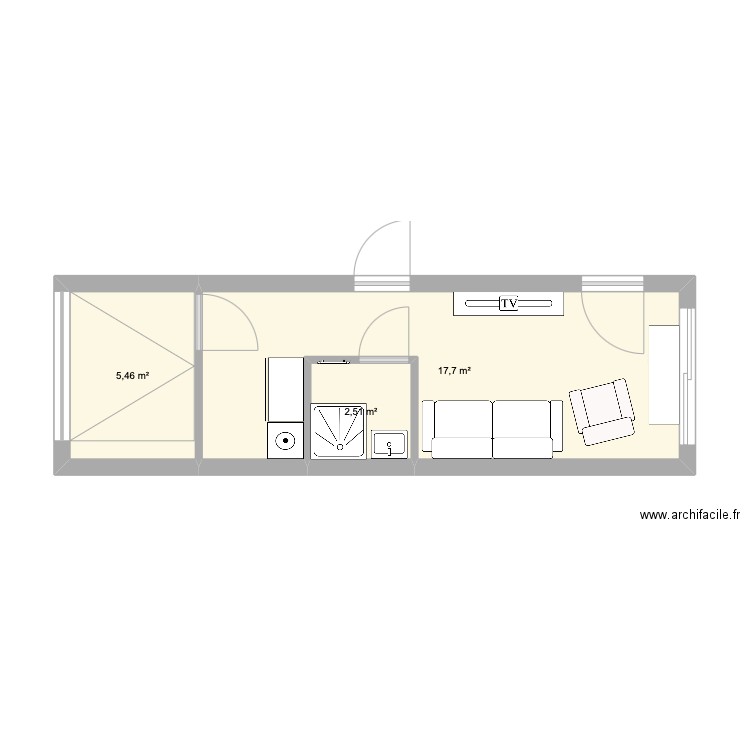 Garage. Plan de 3 pièces et 26 m2