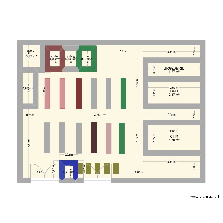 Halle METRO Bobigny. Plan de 10 pièces et 54 m2
