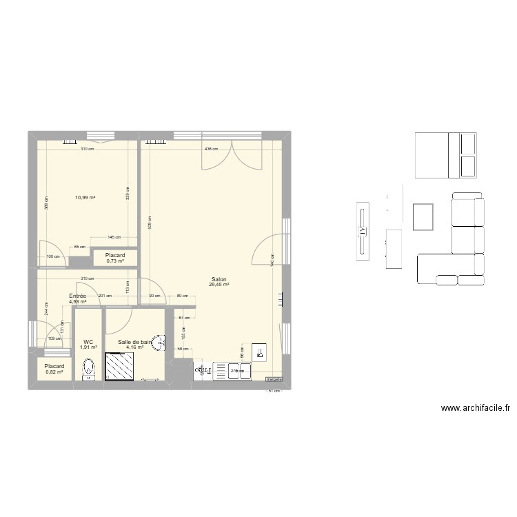 Saran aymeric bis. Plan de 9 pièces et 53 m2