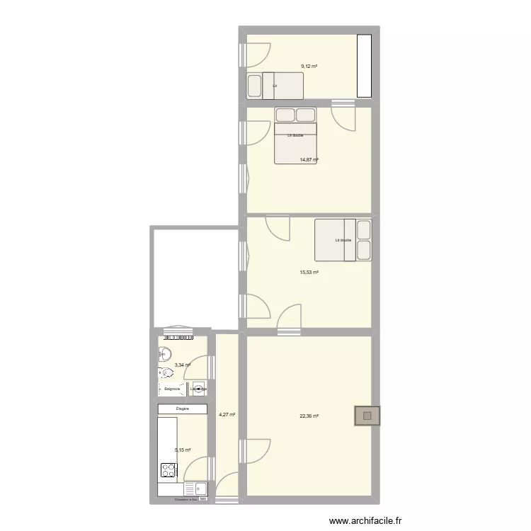 Maison à modifier. Plan de 7 Pièces et 75 m² Maison à modifier. Plan de 7 Pièces et 75 m²