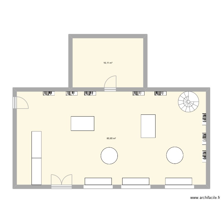Librairie Canada. Plan de 2 pièces et 97 m2