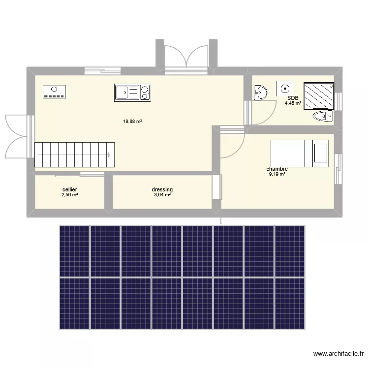 chalet. Plan de 5  et 40 m²