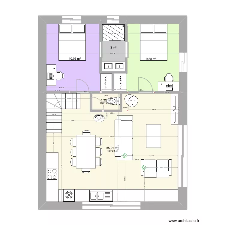 RdC Caro grange -2. Plan de 6  et 124 m²