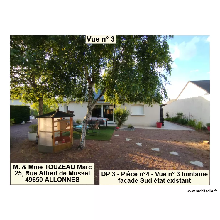 DP3 - Pi&egrave;ce n&deg;4 - Vue n&deg;3 lointaine fa&ccedil;ade Sud &eacute;tat existant. Plan de 