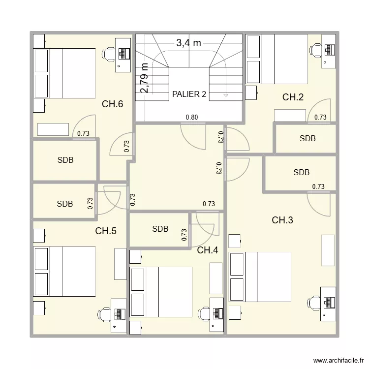 ETAGE 2 EN SITUATION. Plan de 9  et 88 m²