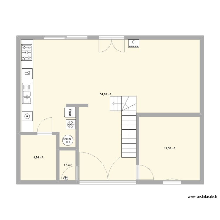 2e étage. Plan de 4 pièces et 73 m2