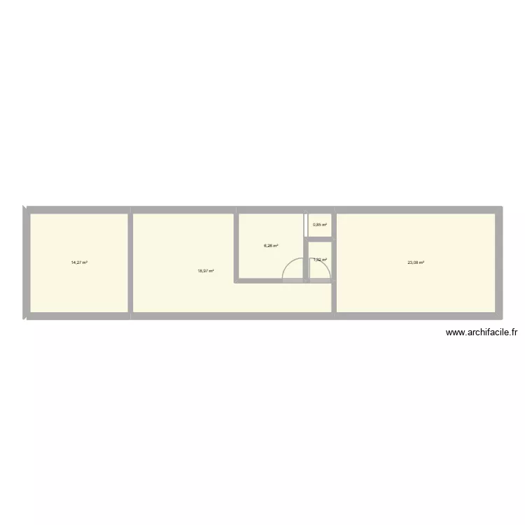 2e &eacute;tage. Plan de 6  et 65 m²