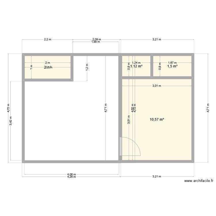 appart Chemin Vert. Plan de 4 pièces et 15 m2