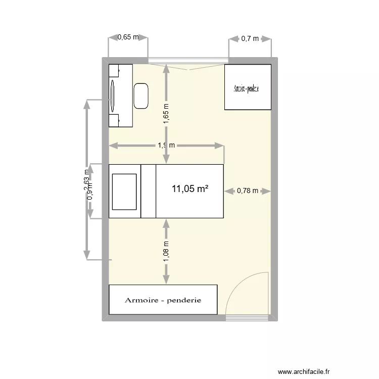 chambre lou V2. Plan de 