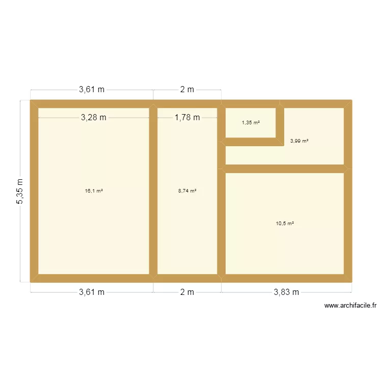 Petera Project1. Plan de 5  et 41 m²