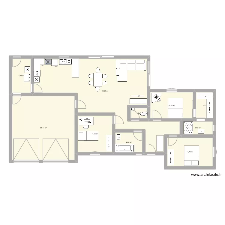 Plan 3 chambres + double garage V2. Plan de 10 et 144 m² Plan 3 chambres + double garage V2. Plan de 10 et 144 m²