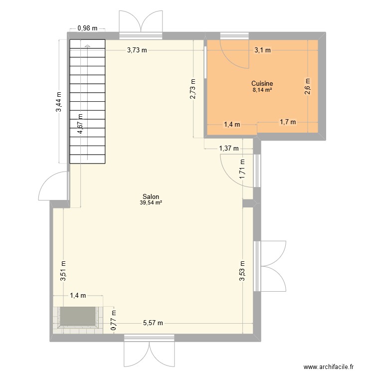 esssca. Plan de 2 pièces et 48 m2