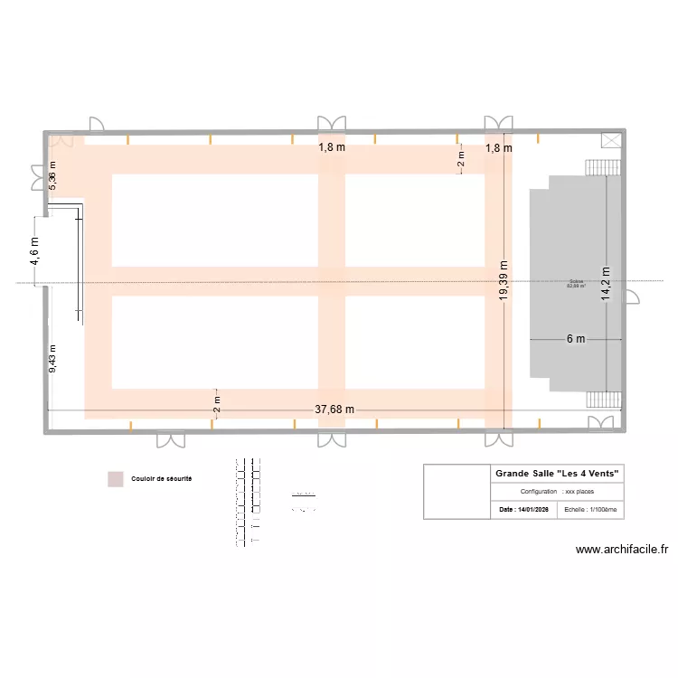 Salle Les 4 Vents - Vide. Plan de 