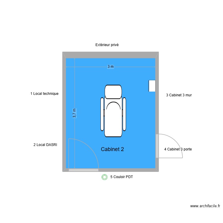 60710 Cabinet 2. Plan de 1 pièce et 11 m2