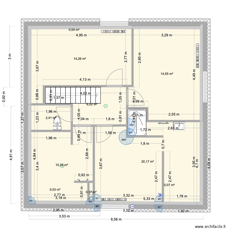 2e étage définitif avec côtes. Plan de 0 pièce et 0 m2