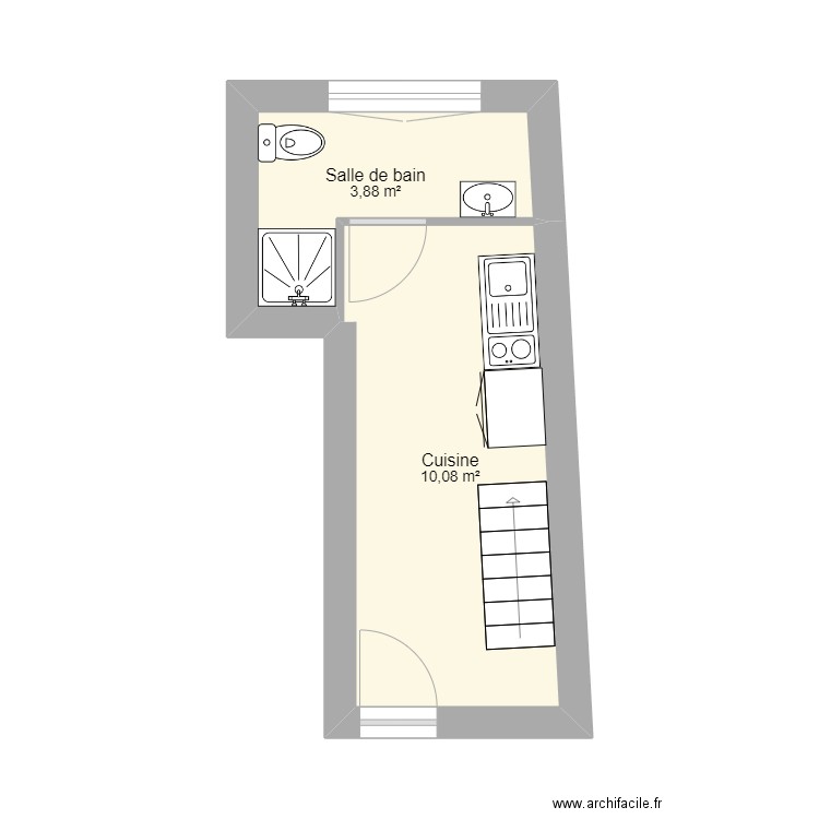 Projet Thomas Scottet. Plan de 3 pièces et 27 m2