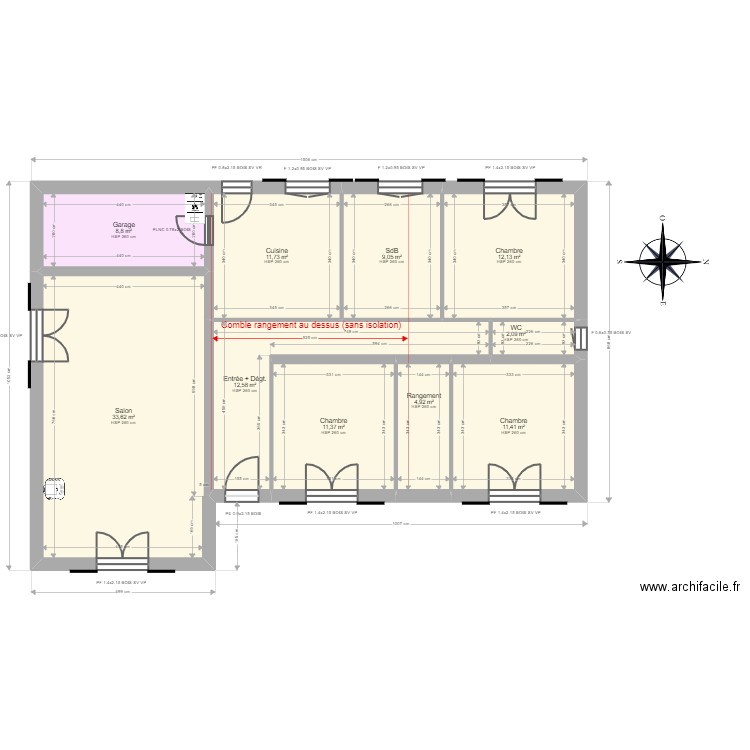 LERUSTRE. Plan de 10 pièces et 118 m2