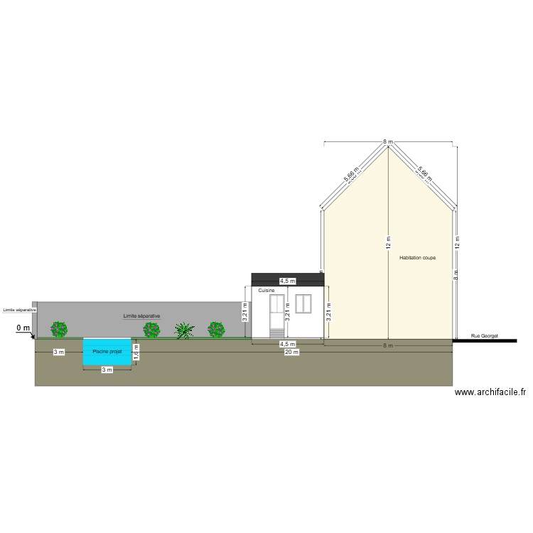 Plan de coupe piscine. Plan de 0 pièce et 0 m2