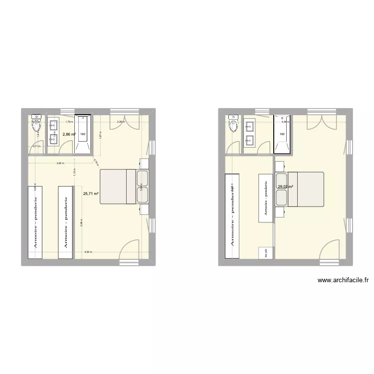 Chambre parentale2. Plan de 3 Pièces et 58 m² Chambre parentale2. Plan de 3 Pièces et 58 m²
