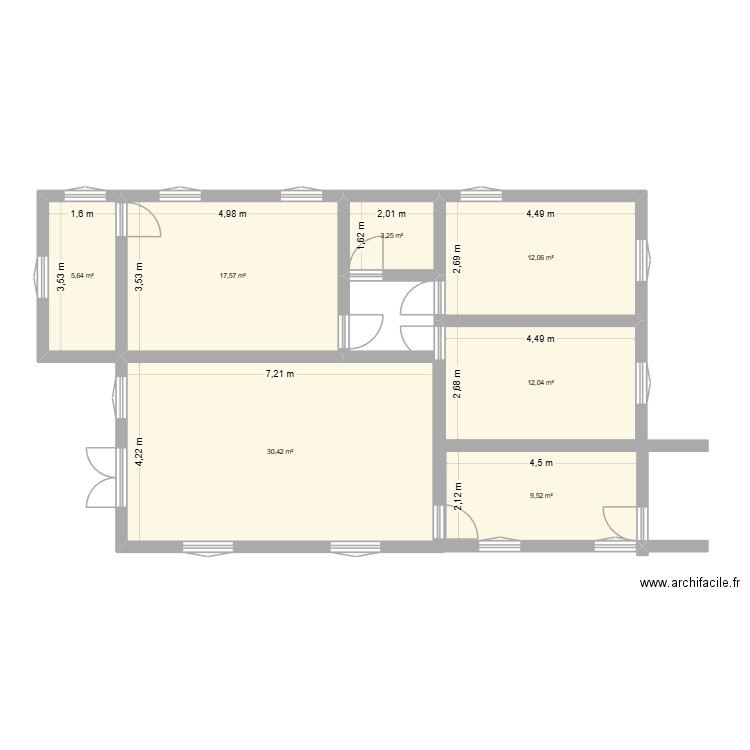 Plan Biaou. Plan de 7 pièces et 91 m2
