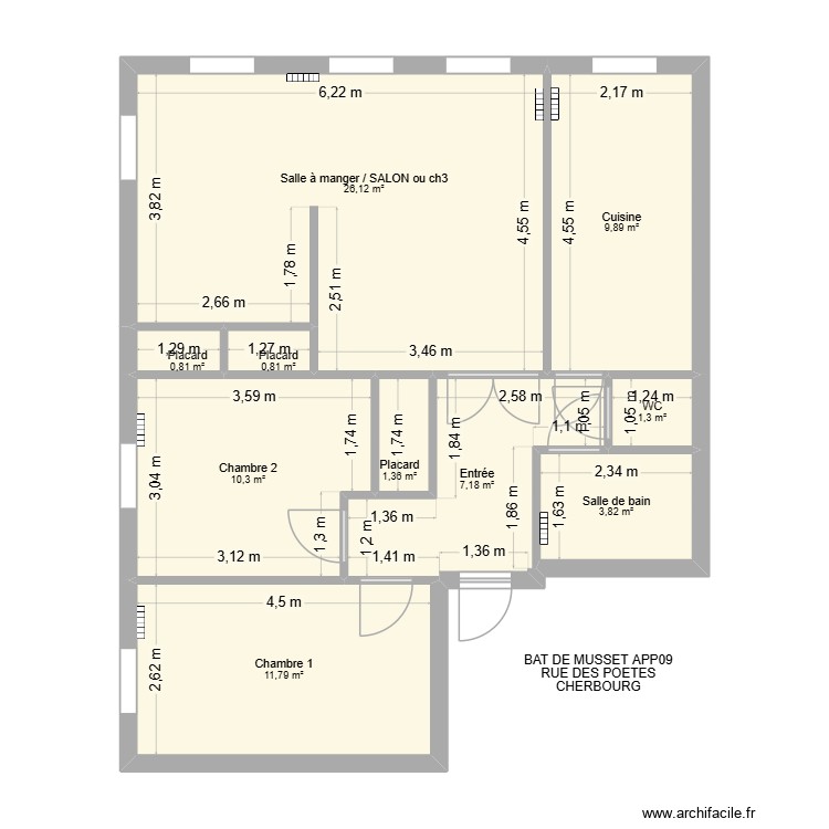 BAT DE MUSSET APP09. Plan de 0 pièce et 0 m2