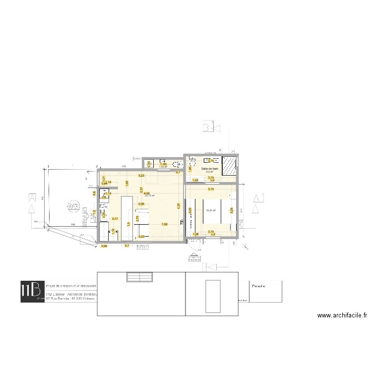DESROCHERS rdc. Plan de 4 pièces et 40 m2