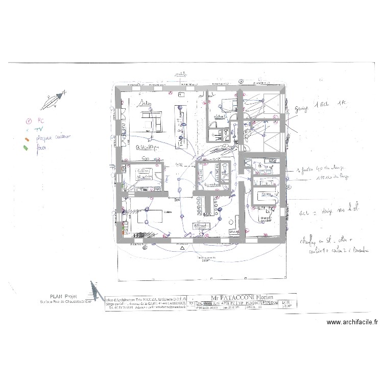 patacconi. Plan de 6 pièces et 73 m2