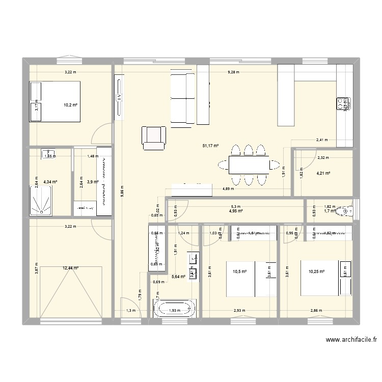 pugn 02. Plan de 11 pièces et 119 m2