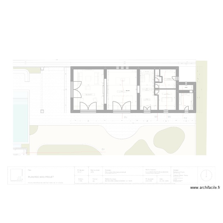 RDC THOR. Plan de 3 pièces et 168 m2
