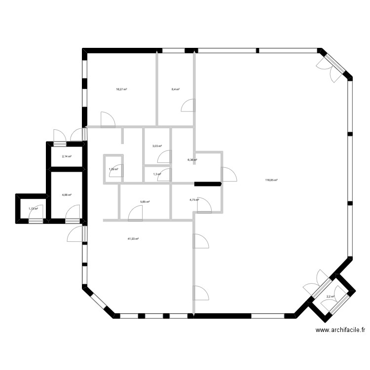 LA VALETTE AVANT TRAVAUX. Plan de 14 pièces et 217 m2