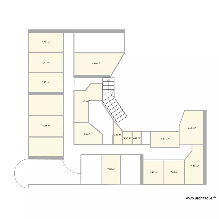 Plan 7&egrave;me Etage Champfleury. Plan de 16  et 50 m²