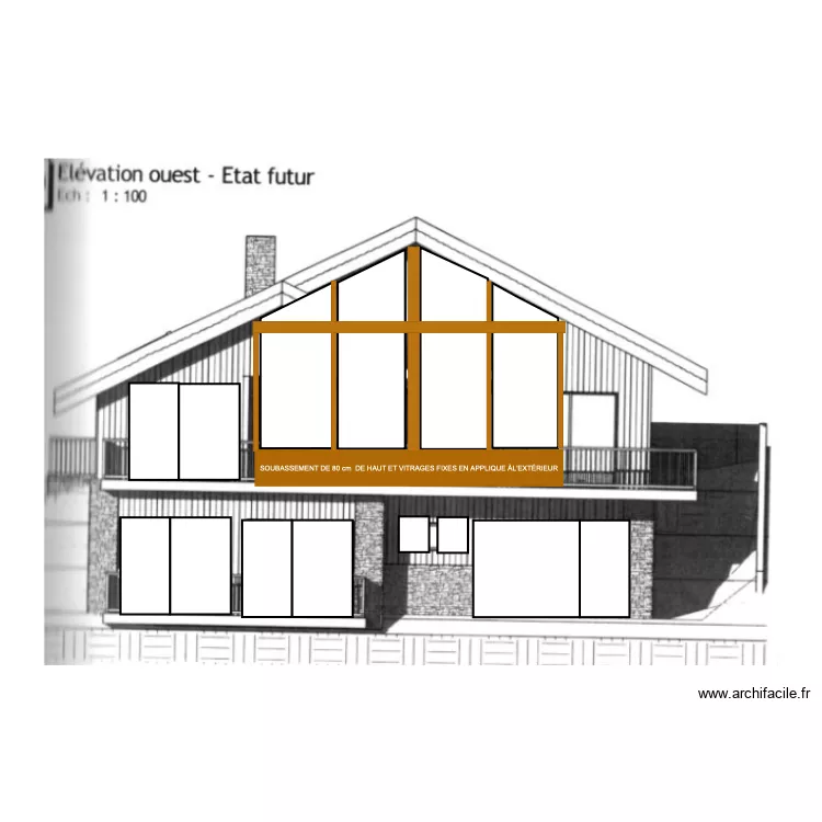 fa&ccedil;ade ouest. Plan de 