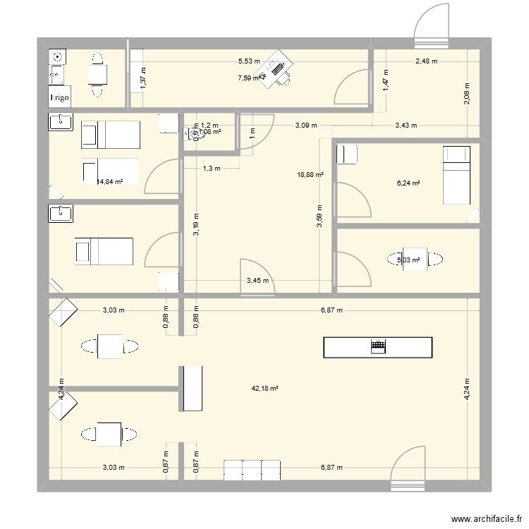 magasin stella. Plan de 7 pièces et 96 m2