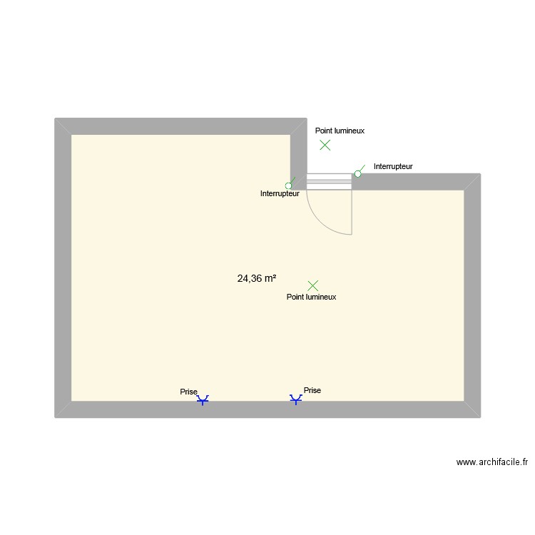 Grenier 1. Plan de 1 pièce et 24 m2