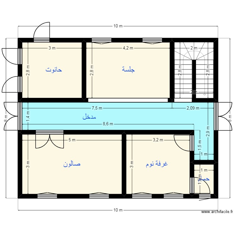 PLAN 10X8 Client 34 71 35 90. Plan de 7 pièces et 67 m2