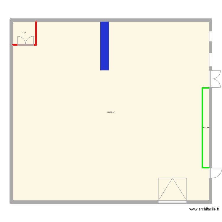 depot. Plan de 3 pièces et 272 m2