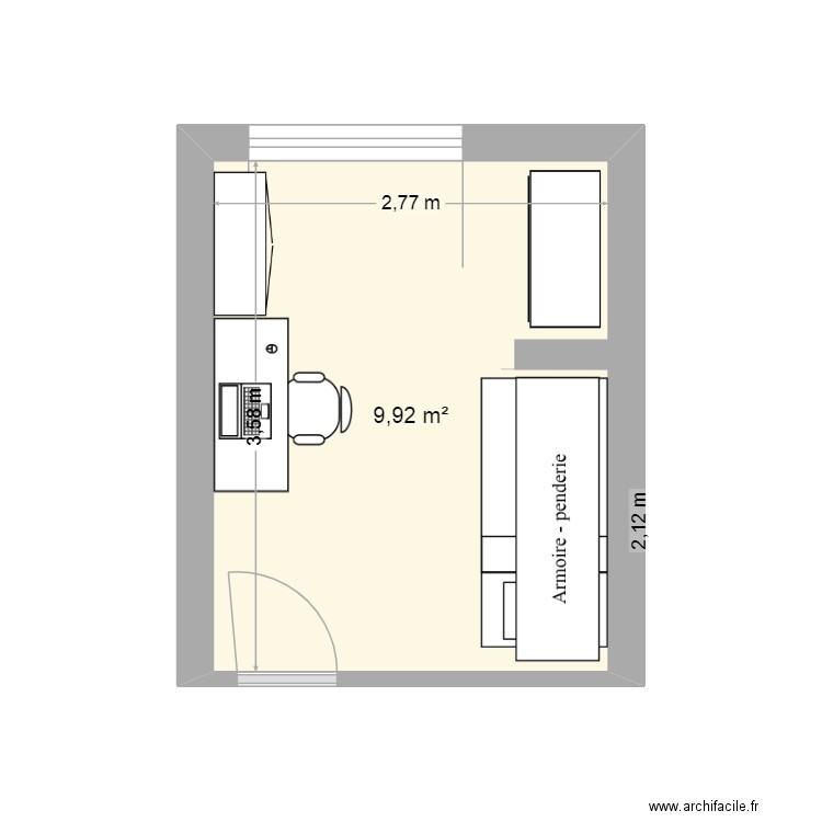 Chambre. Plan de 1 pièce et 10 m2