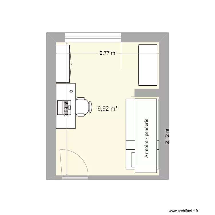 Chambre. Plan de 1  et 10 m²